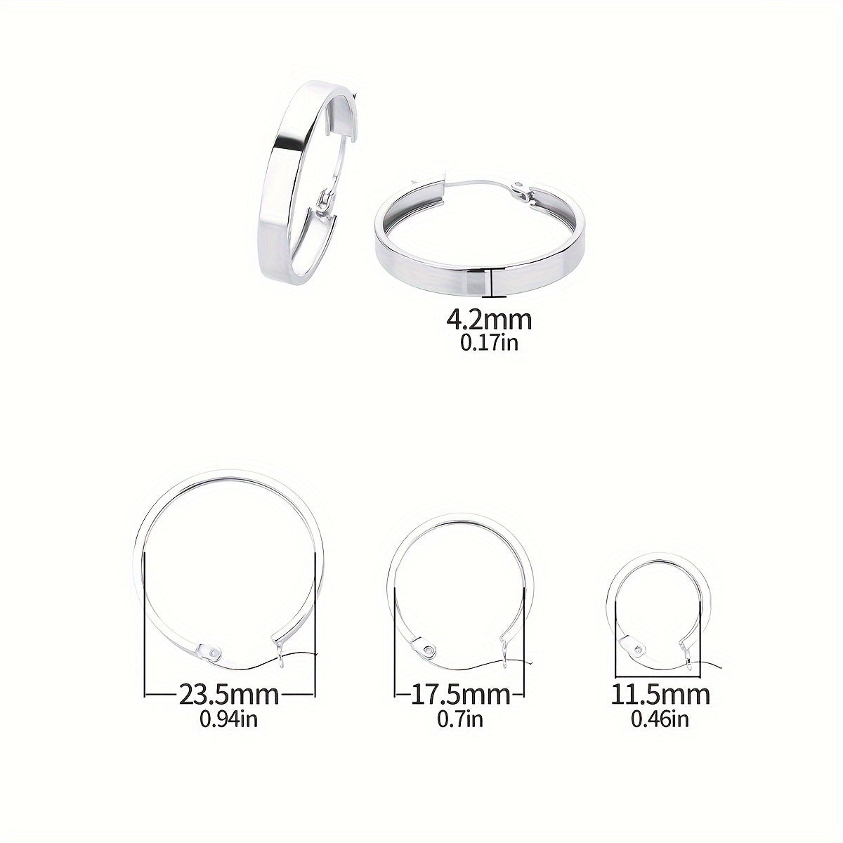 925 Sterling Silver Hypoallergenic Glossy Hoop Earrings Vintage Simple Style Suitable For Women Daily Casual