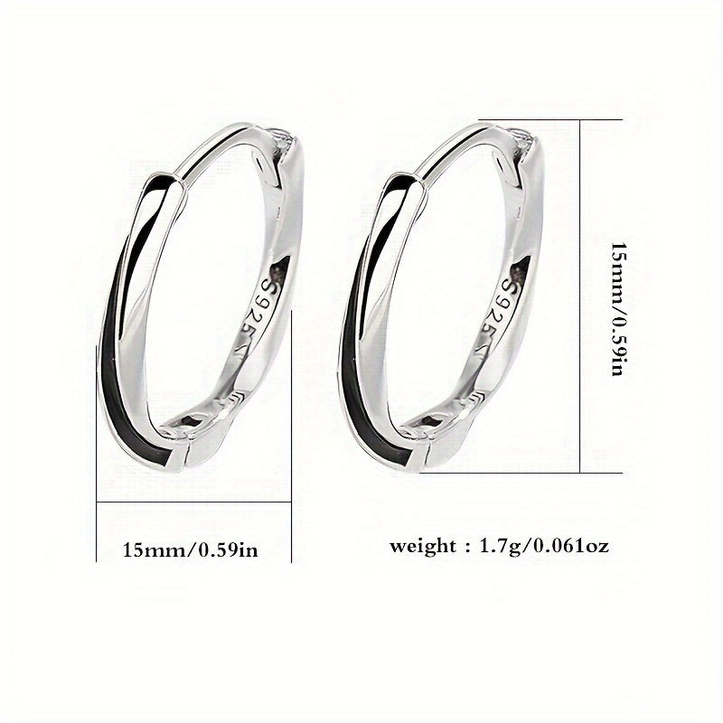 925 Sterling Silver Hypoallergenic Hoop Earrings Mobius Design Simple Elegant Style Suitable For Women Daily Wear